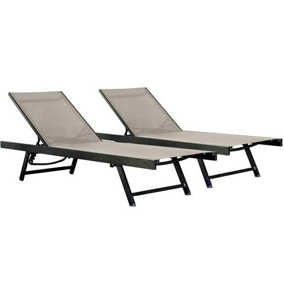Vivere Urban Aluminum Lounger Set Made with Premium Phifertex Outdoor Fabric (330 lb Capacity) Cocoa