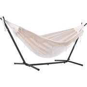 Vivere Double Cotton Hammock, Comfortable Daybed with Steel Stand, 9 Foot, Natural