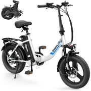 Vivi Electric Bike 16" x 3.0 Fat Tire Electric Bike 48V 350W Adult Folding Electric Cruiser Bike Step-Through Electric Bike 19.8MPH Commuter Electric Bike, UL2849 Certified