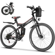 Vivi Electric Bike 26'' Folding Electric Mountain Bike 500W Full Suspension Electric Bike 21 Speed with Cruise Control, 48V Removable Battery, Up to 19.8MPH