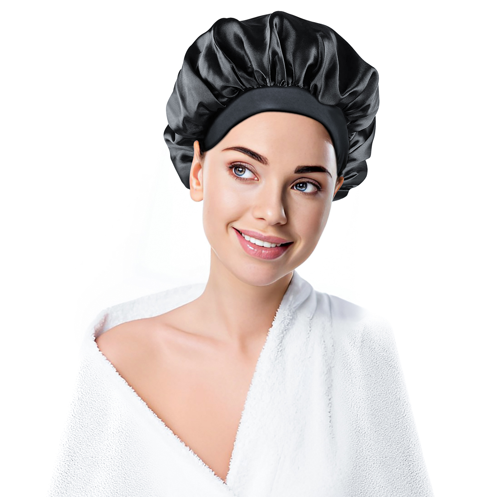 YANIBEST Silk Satin Bonnet Hair Cover Sleep Cap - Green Adjustable Silk ...