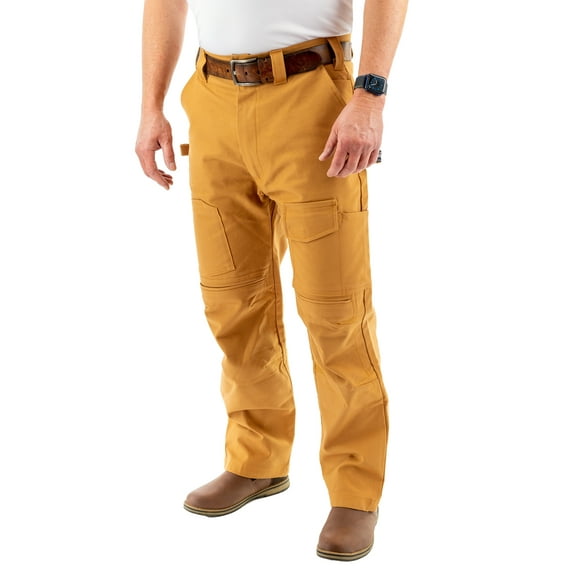 ViviTech - Cotton Canvas Utility Work Pants with Knee Pads, Battle-Ready Workwear (Tan, 38W x 34L)