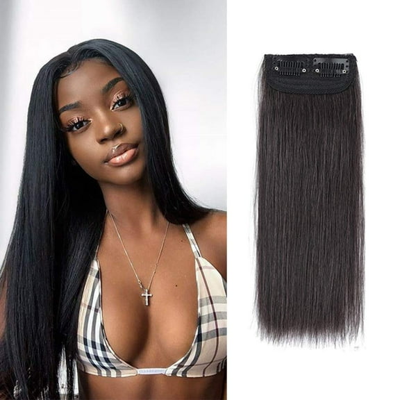 ViviaBella Mini Clip in Hairpieces Real Human Hair Extensions Thick One Piece Straight Invisible Hairpin Add Volume Fluffy Natural Cushion High Hair for Women Men (two clips,4inch,6inch,10inch )