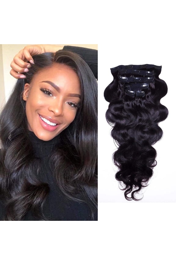 hair Virgin Hair Clip in Human Hair Extensions Brazilian human hair Body Wave clip in extensions Double Weft 120g 7 Pcs/lot with 16 Clips for Girls Beauty