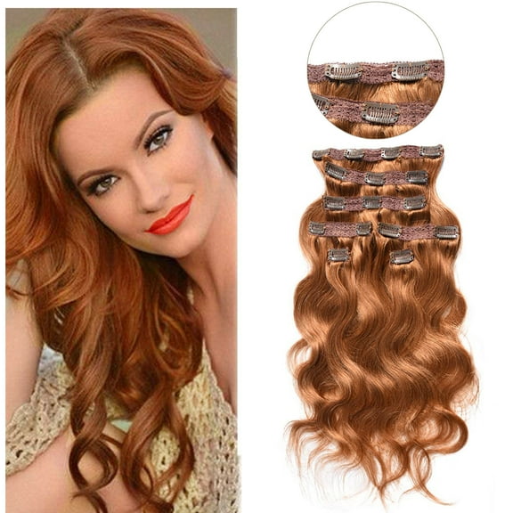 ViviaBella hair Virgin Hair Clip in Human Hair Extensions Brazilian human hair Body Wave clip in extensions Double Weft 120g 7 Pcs/lot with 16 Clips for Girls Beauty