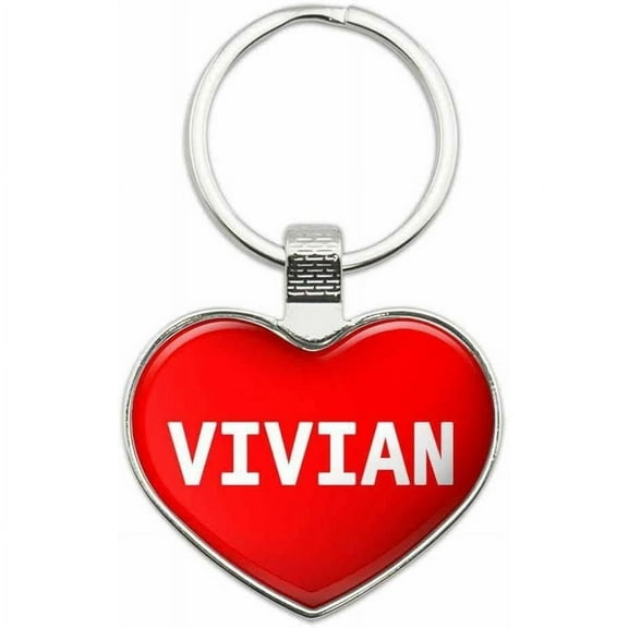 Vivian - Names Male Metal Heart Keychain Key Chain Ring, Multiple Colors Available