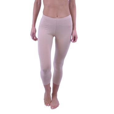 Vivian's Fashions Capri Leggings - Cotton, Junior Size (Beige, 1X)
