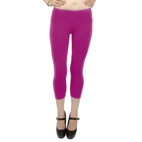Vivian's Fashions Capri Leggings - Cotton, Junior Size (Magenta, 3X)