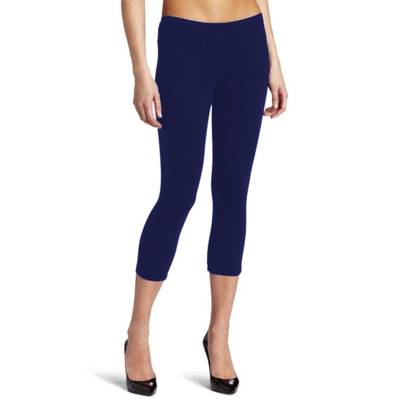 Vivian's Fashions Capri Leggings - Cotton, Junior Size (Navy, Large)