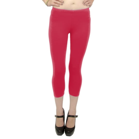 Vivian's Fashions Capri Leggings - Cotton, Junior Size (Red, 2X)
