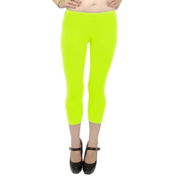 Vivian's Fashions Capri Leggings - Cotton, Misses Size (Lime, 3X)