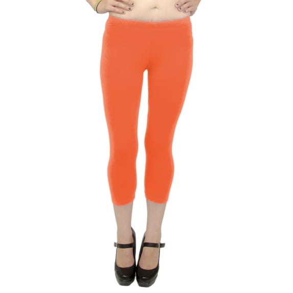 Vivian's Fashions Capri Leggings - Cotton, Misses Size (Orange, M)