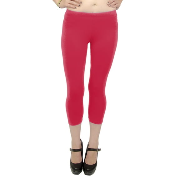 Vivian's Fashions Capri Leggings - Cotton, Misses Size (Red, M)