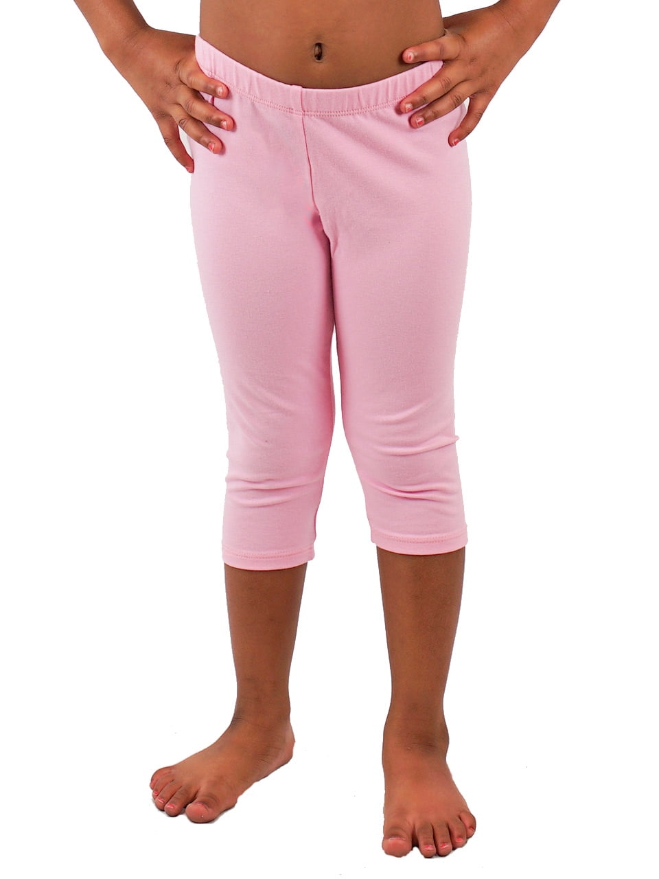 Vivian's Fashions Capri Leggings - Girls, Cotton (Pink, Large
