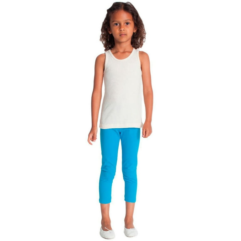 Vivian's Fashions Capri Leggings - Girls, Cotton (Turquoise, Small