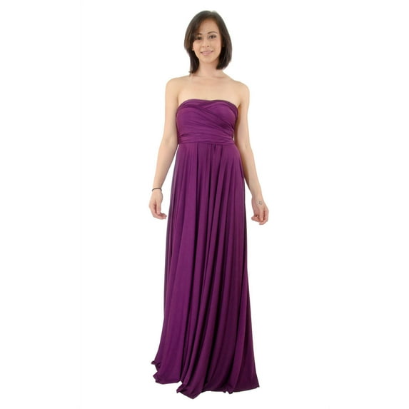 Vivian's Fashions Dress - Twist Wrap, Bridesmaid (Magenta, Maxi, Plus Size)