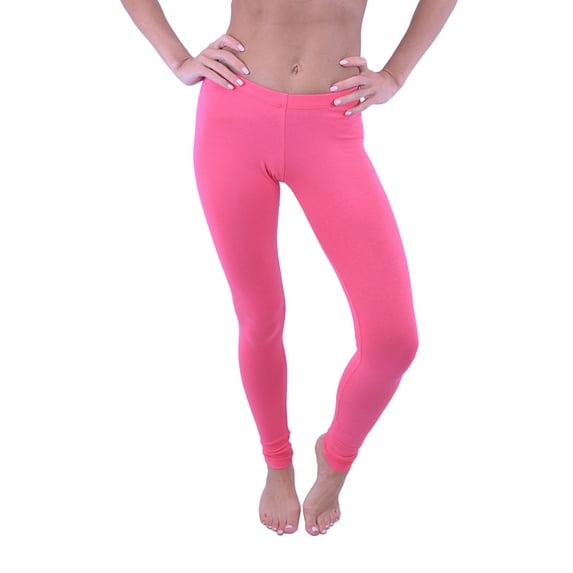 Vivian's Fashions Long Leggings - Cotton, Junior Size (Coral Small)