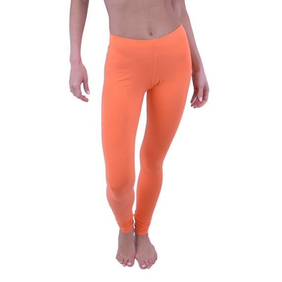 Vivian's Fashions Extra Long Leggings - Cotton, Misses Size (Orange, S)
