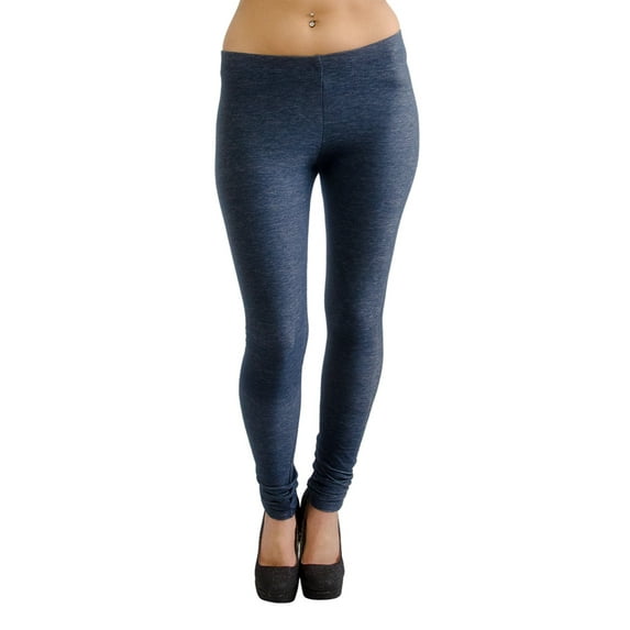 Vivian's Fashions Extra Long Leggings - Knit Denim, Misses Size (Blue, 1X)