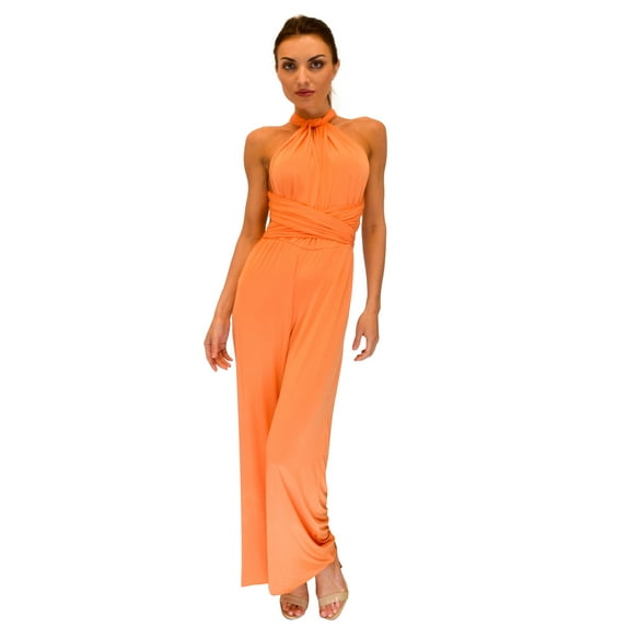 vivian's fashions jumpsuit - convertible, 8 ways to wear (brown, x-large)