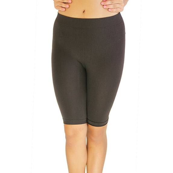 Vivian's Fashions Legging Shorts - Biker Length, Misses Size (Brown, 6X)