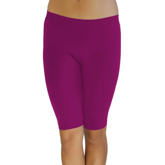Vivian's Fashions Legging Shorts - Biker Length, Misses Size (Magenta, M)