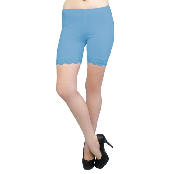 Vivian's Fashions Legging Shorts - Cotton, Lace Trim (Junior/Junior Plus Sizes)