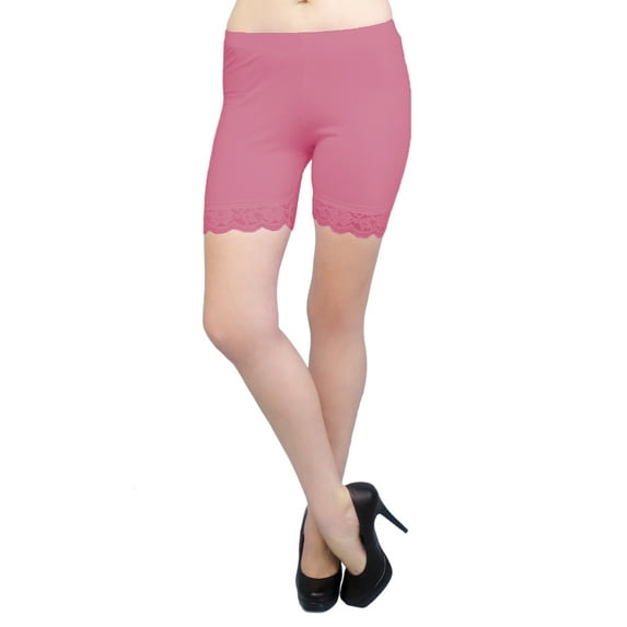 Vivian's Fashions Legging Shorts - Cotton, Lace Trim (Junior/Junior Plus Sizes)