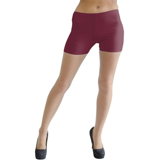 Vivian's Fashions Legging Shorts - Cotton, Misses Size (Burgundy, XS)