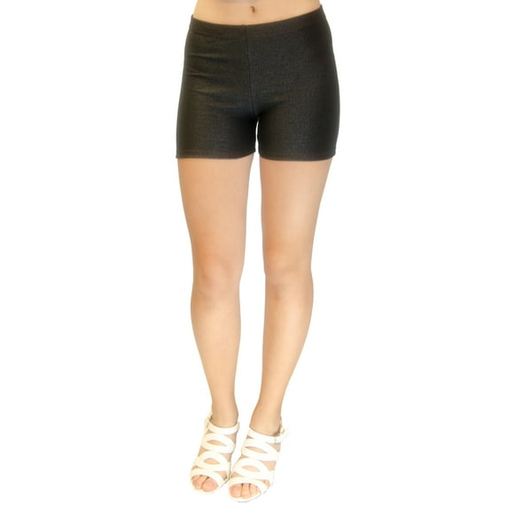 Vivian's Fashions Legging Shorts - Knit Denim, Junior Size (Black, Small)