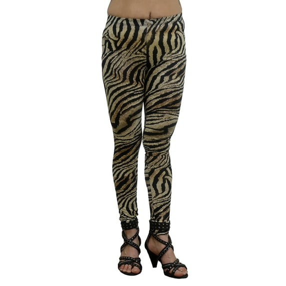 Vivian's Fashions Long Leggings - Brown Zebra, Junior Size (Small)