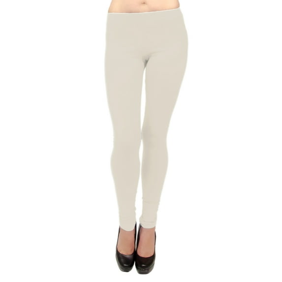 Vivian's Fashions Long Leggings - Cotton, Junior Size (Ivory, 2X)