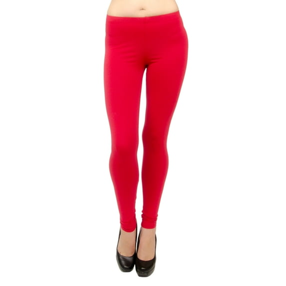 Vivian's Fashions Long Leggings - Cotton, Junior Size (Red, Small)