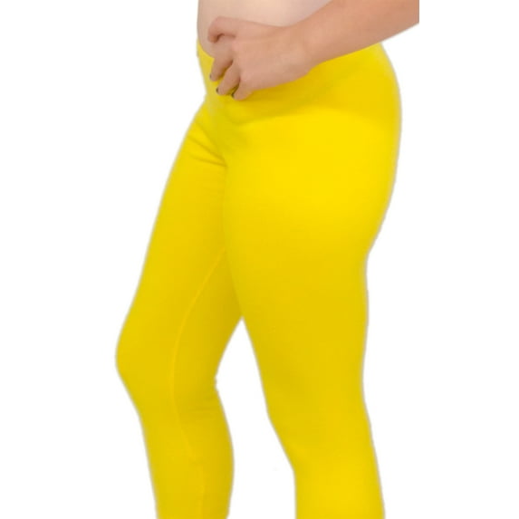 Vivian's Fashions Long Leggings - Cotton, Junior Size (Yellow, 3X)