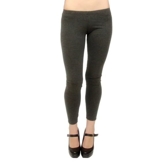 Vivian's Fashions Long Leggings - Cotton, Misses Size (Charcoal, XXS)