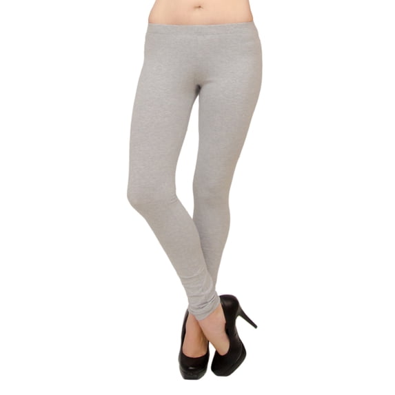 Vivian's Fashions Extra Long Leggings - Cotton, Misses Size (Grey, 1X)