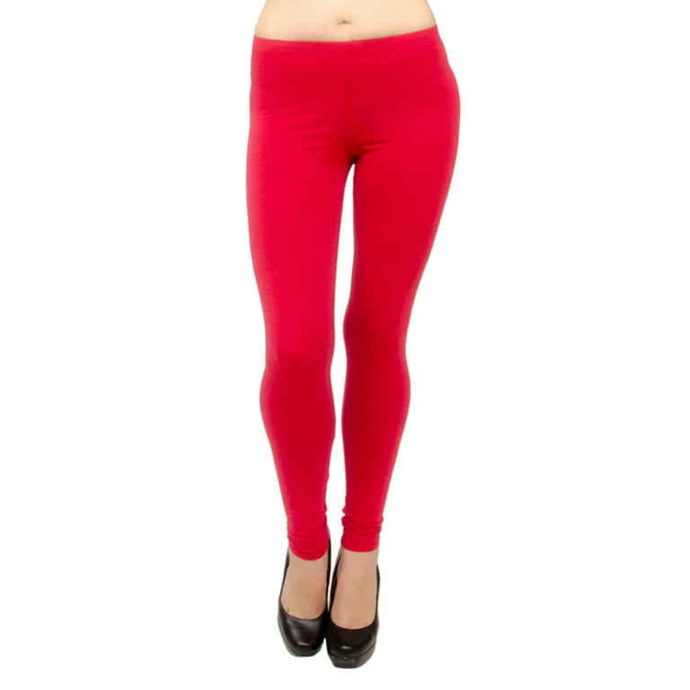 Vivian's Fashions Long Leggings - Cotton, Misses Size (Red, 4X)