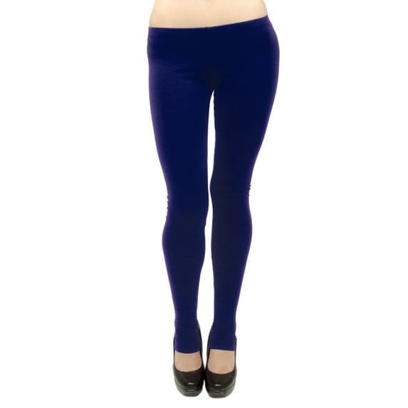 Vivian's Fashions Long Leggings - Cotton/Stirrup, Misses Size (Navy, XXS)