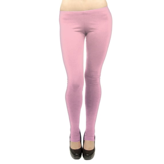 Vivian's Fashions Long Leggings - Cotton/Stirrup, Misses Size (Pink, M)