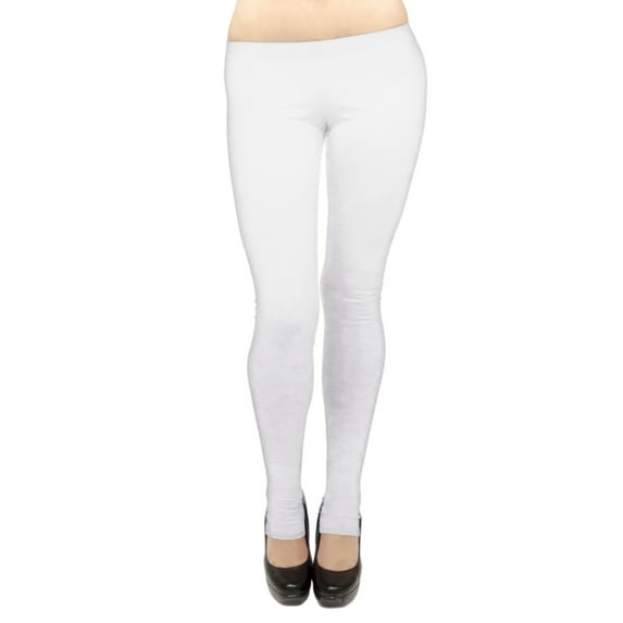 Vivian's Fashions Long Leggings - Cotton/Stirrup, Misses Size (White, L)