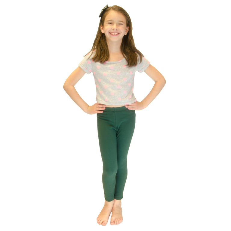 Vivian's Fashions Long Leggings - Girls, Cotton (Green, Small)