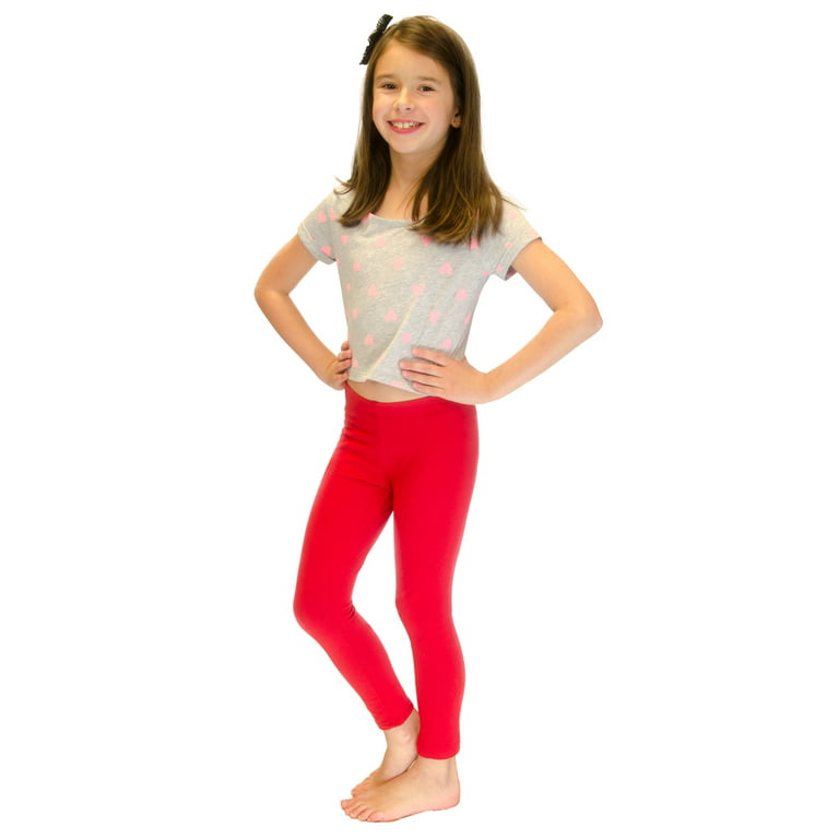 Vivian's Fashions Long Leggings - Girls, Cotton (Red, Medium