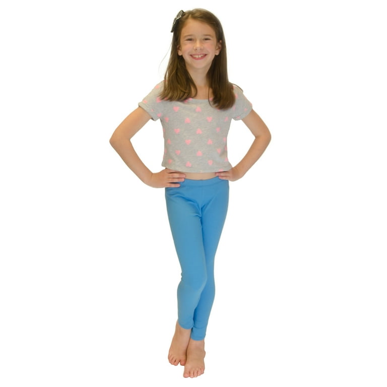 Vivian's Fashions Long Leggings - Girls, Cotton (Turquoise, X-Small)