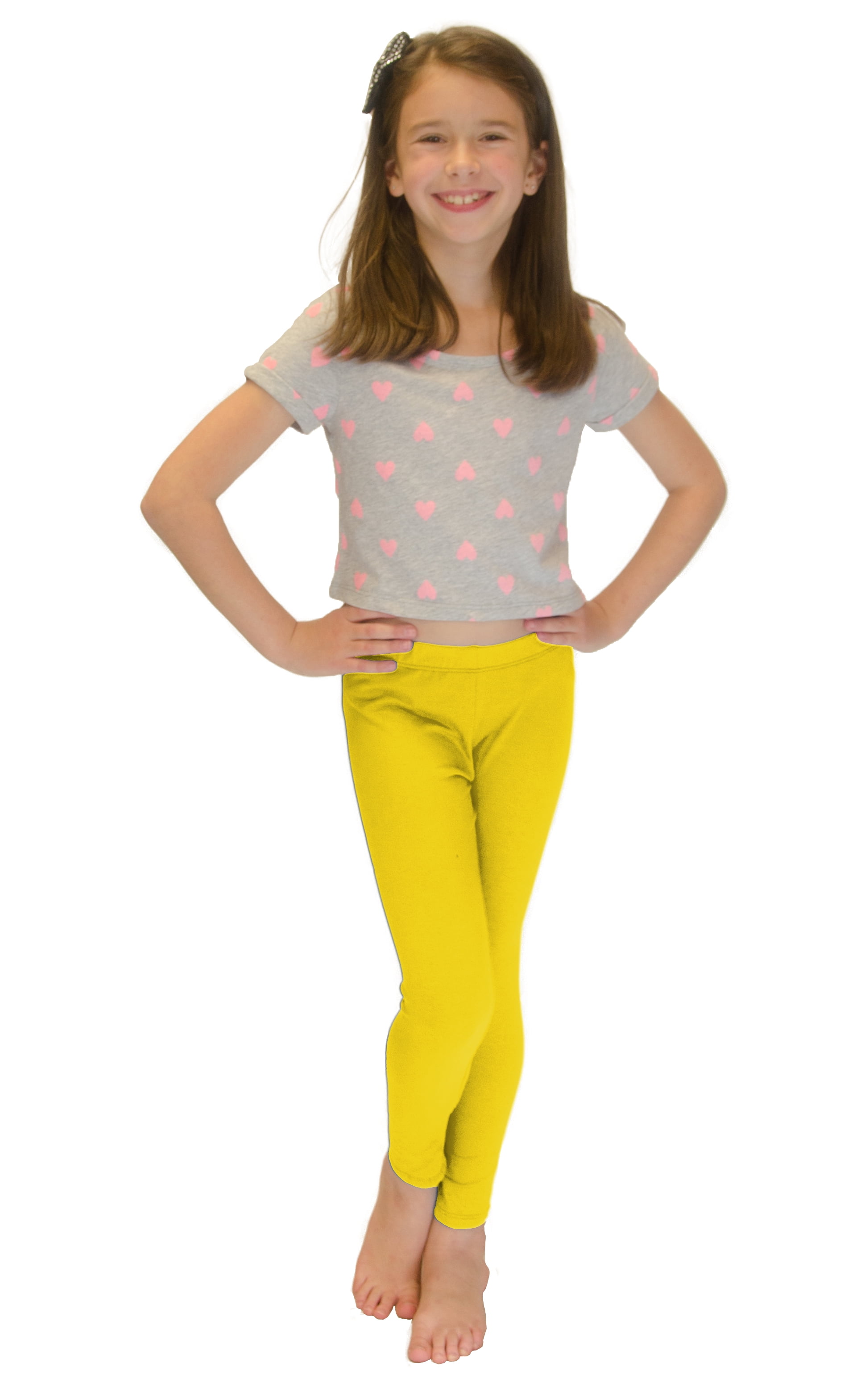 Vivian's Fashions Long Leggings - Girls, Cotton (Yellow, X-Small) 