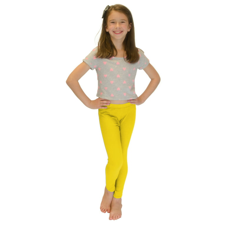 Vivian's Fashions Long Leggings - Girls, Cotton (Yellow, X-Small