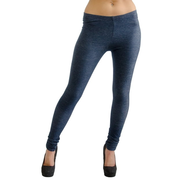 Vivian's Fashions Long Leggings - Knit Denim, Misses Size (Blue, 6X)