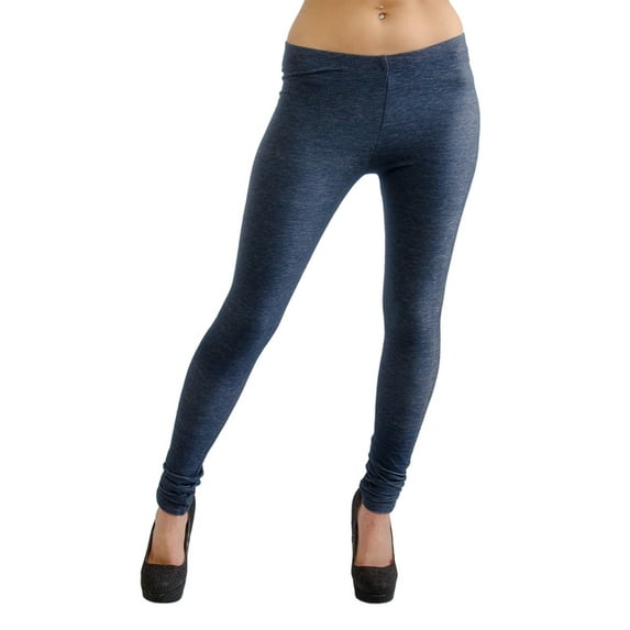 Vivian's Fashions Long Leggings - Knit Denim, Misses Size (Blue, L)