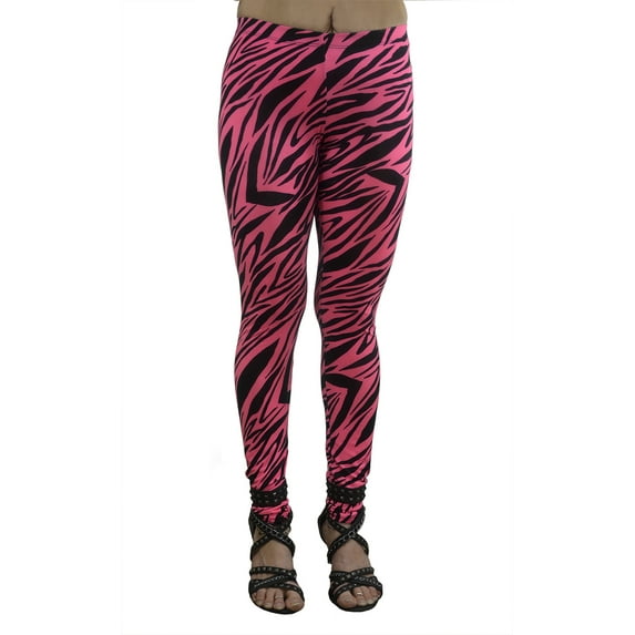 Vivian's Fashions Long Leggings - Pink Zebra, Junior Size (Medium)