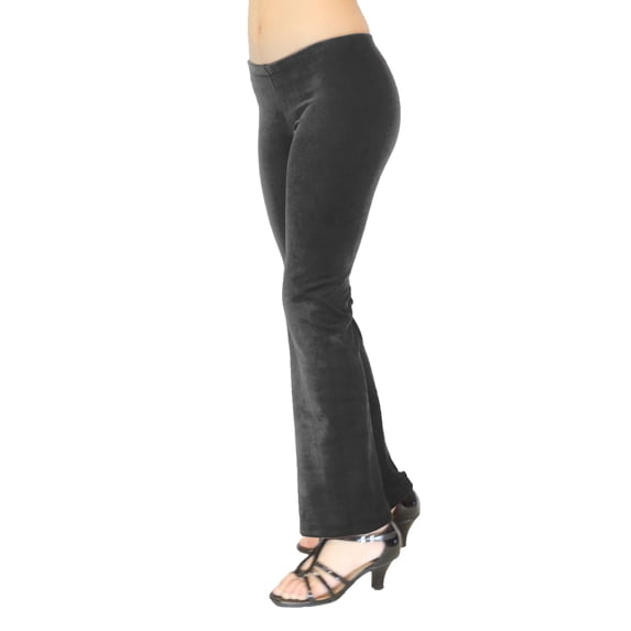Vivian's Fashions Pants - Velour, Misses Size (Charcoal, XXS)