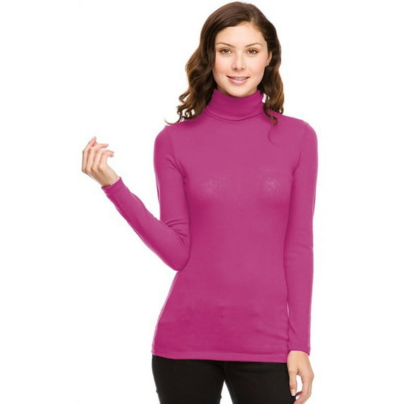 Vivian's Fashions Top - Turtle Neck Top (Fuchsia, 1X)